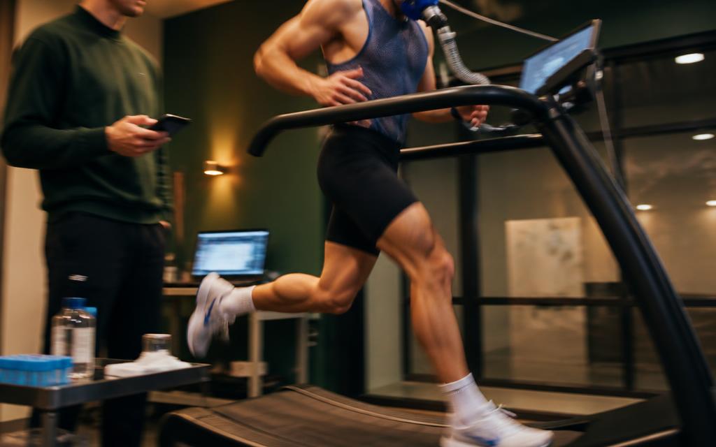Atleet loopt een lactaattest op een loopband